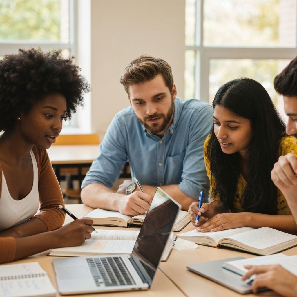 学生たちが一緒に勉強している様子